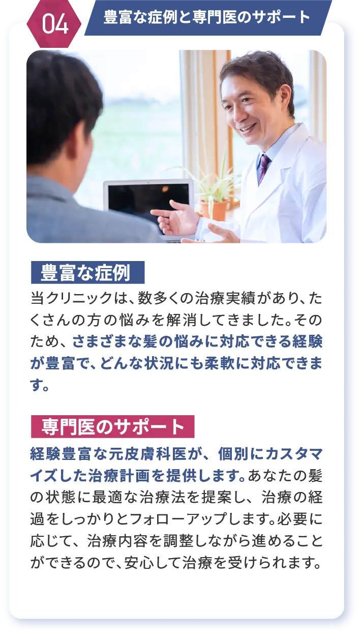 注射治療など多彩な治療法の選択肢